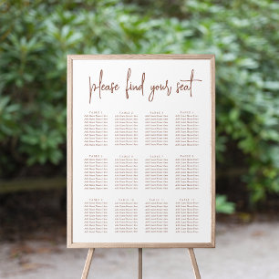 Rust Modern Handwritten Script Seating Chart