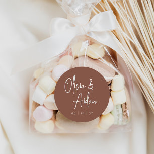 Rust Modern Handwritten Script Wedding Classic Round Sticker