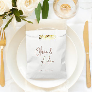 Rust   Modern Handwritten Script Wedding Favour Bag