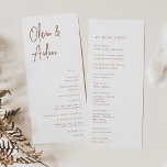 Rust | Modern Handwritten Script Wedding Program<br><div class="desc">Designed to match our Modern Handwritten Script wedding invitations. A beautiful typography based design with a minimalist feel,  featuring modern terracotta rust handwritten script and classic serif lettering. Personalize with your ceremony details,  and customize the back with your wedding party.</div>