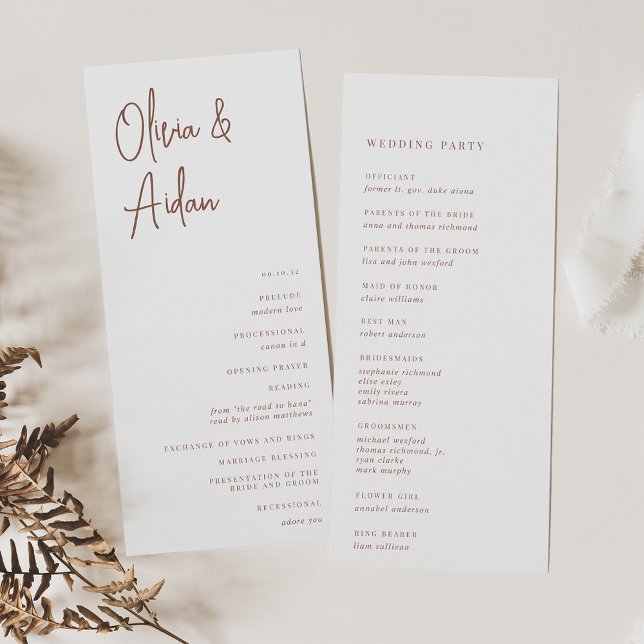 Rust | Modern Handwritten Script Wedding Program (Creator Uploaded)