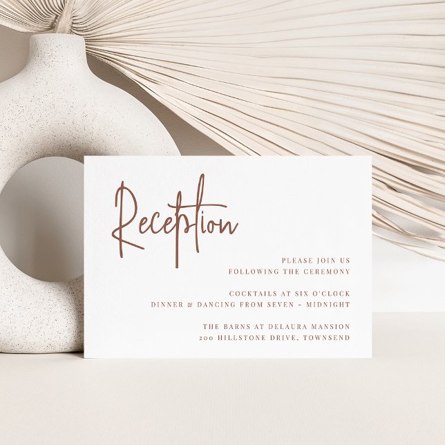 Rust | Modern Handwritten Script Wedding Reception Enclosure Card (Creator Uploaded)