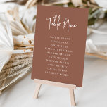 Rust Modern Handwritten   Serif Guest Names Table Number<br><div class="desc">Simple and chic table number cards in rust and white make an elegant statement at your wedding or event. Design features "table [number]" in handwritten script lettering,  with individual guest names below in timeless serif typography. Design repeats on both sides.</div>