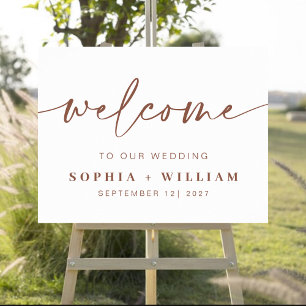 Rust   Modern Handwritten Wedding Welcome Sign