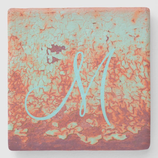 Rust | Monogram Stone Coaster (Front)