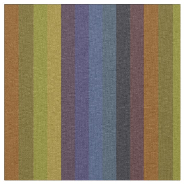 Rust, Mustard & Indigo Retro Stripes Fabric (Close Up)