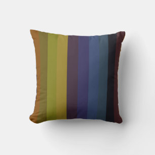Rust, Mustard & Indigo Retro Stripes Throw Pillow