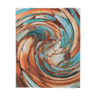Rust N Blue Abstract Art Fleece Blanket