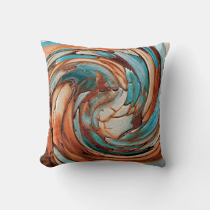 Rust N Blue Abstract Art Throw Pillow