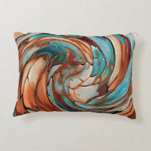 Rust N Blue Abstract Art Throw Pillow
