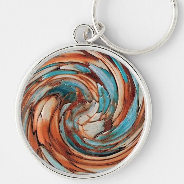 Rust N Teal Dolphin vs Eagle Keychain (Front)