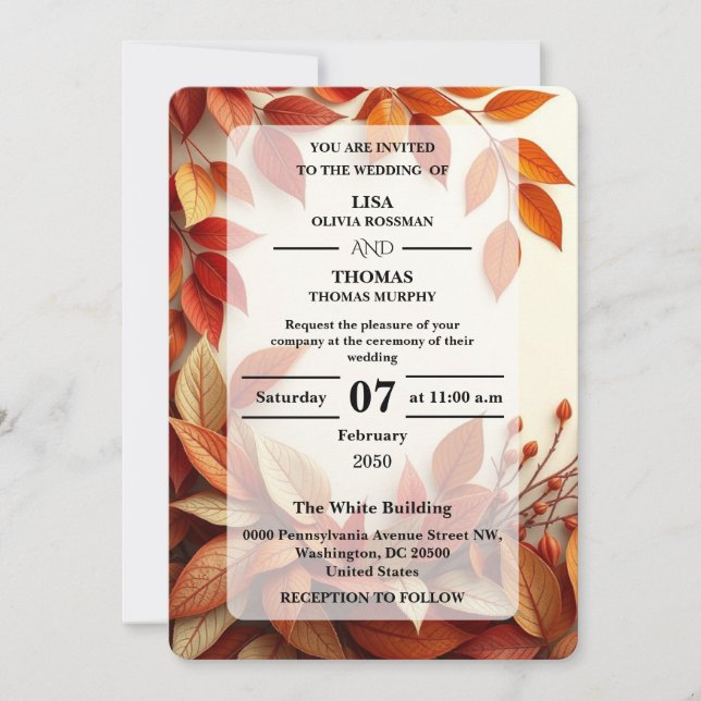 Rust Olive Botanical Wedding Invite (Front)