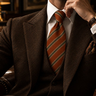 Rust Olive Heritage Diagonal Stripe Tie