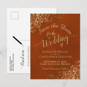 Rust & Or Chic Calligraphie Faire-Part de Mariage