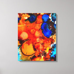 Rust orange abstract art ink canvas print