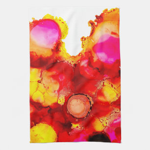 Rust orange abstract art ink kitchen towel