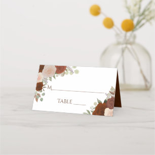 Rust Orange Autumn Roses Elegant Wedding Write-In Place Card