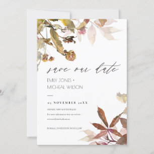 Rust Orange Fall Tree Branch Save the Date Invite