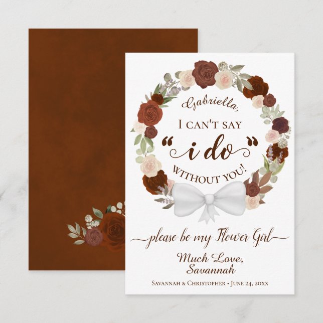 Rust Orange Floral Wreath Be Ma Carte Flower (Devant / Derrière)