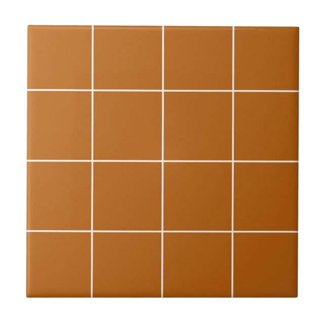 Rust Orange Geometric Lines Grid Modern Simple Tile (Front)