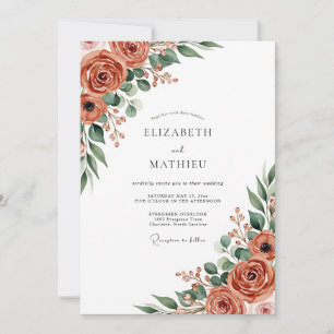 Rust Orange Gracious Botanical Wedding Invitation