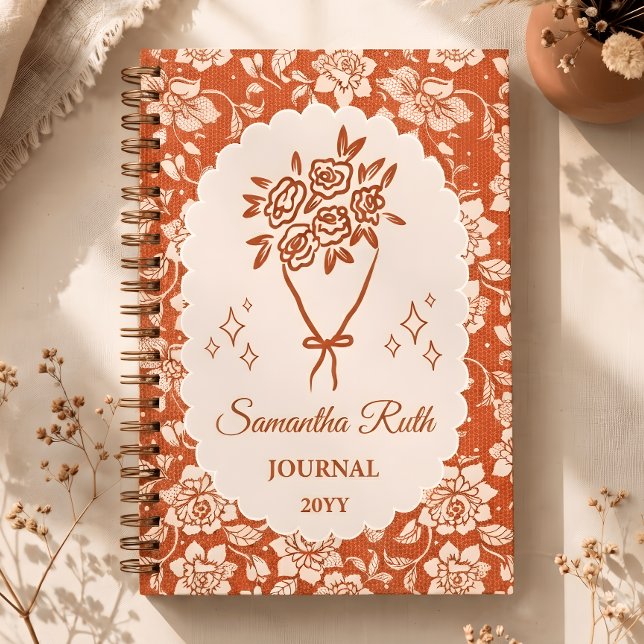 Rust Orange Lace Personalized Fall Journal (Creator Uploaded)