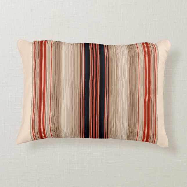Rust Orange Modern Stripes Accent Pillow (Back)