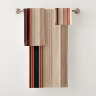 Rust Orange Modern Stripes  Bath Towel Set