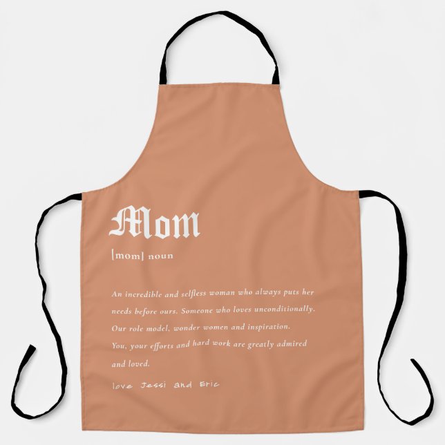 Rust Orange Mom Dictionary Definition Custom Gift Apron (Front)