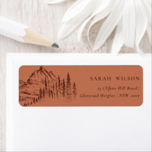Rust Orange Pine Wood Mountain Sketch Address