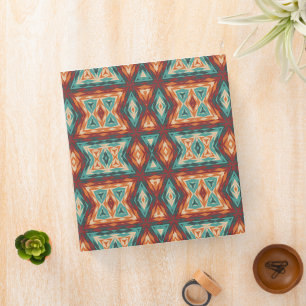 Rust Orange Red Aqua Turquoise Teal Mosaic Art Binder