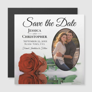 Rust Orange Rose Enregistrer La Date Photo Magnet