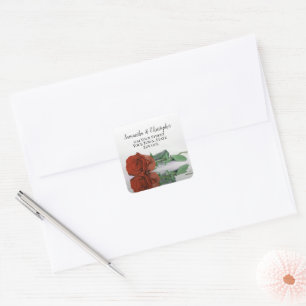 Rust Orange Rose Return Address Envelope Seal