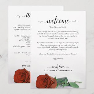 Rust Orange Rose Wedding Welcome & Itinerary Program