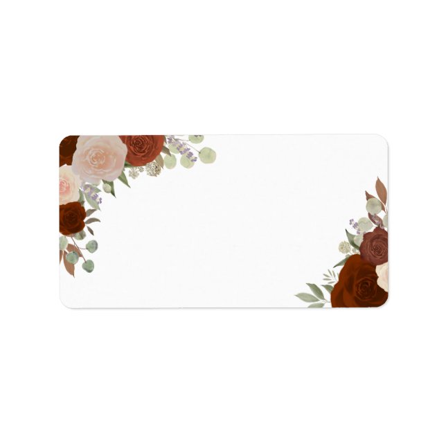 Rust Orange Roses Blank Wedding Address Label (Front)