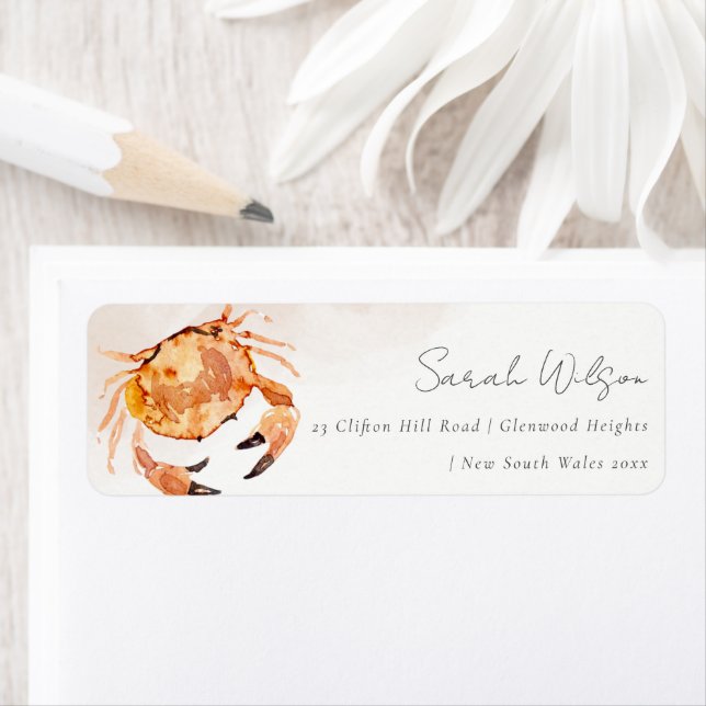 Rust Orange Sand Coastal Crab Nautical Address (Insitu)