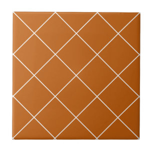 Rust Orange Thin Diamond Grid Tile