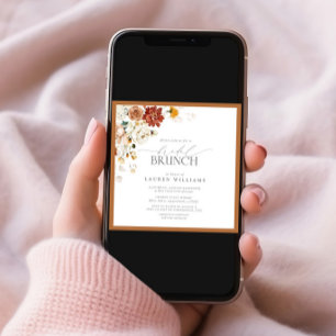 Rust Orange Watercolor Botanical Bridal Brunch Invitation