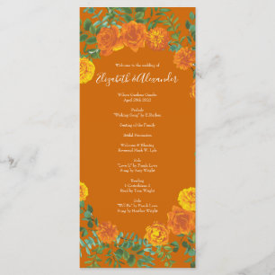 Rust Orange Wedding Vintage Floral Menu