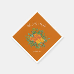 Rust Orange Wedding Vintage Floral Napkin