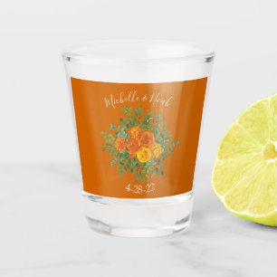 Rust Orange Wedding Vintage Floral Shot Glass