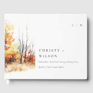 Rust Orange Yellow Autumn Fall Landscape Wedding Guest Book