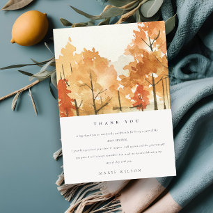 Rust Orange Yellow Autumn Fall Tree Bridal Shower Thank You Card