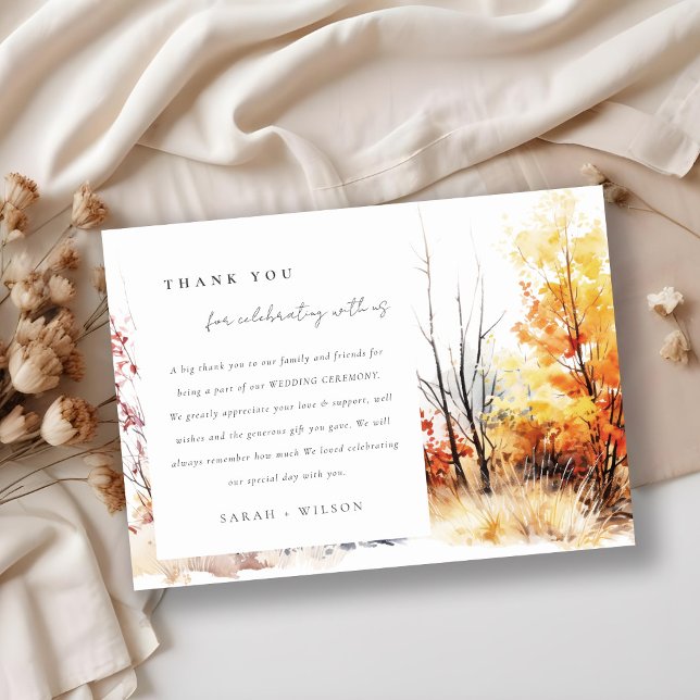 Rust Orange Yellow Autumn Landscape Wedding Thank You Card (Creator Uploaded)