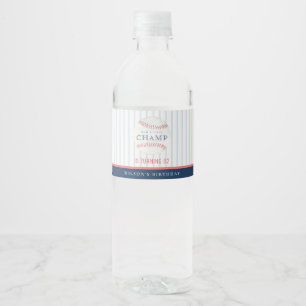 Rust Our Little Champ Baseball Any Age Birthday Water Bottle Label