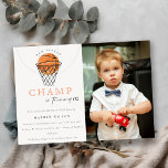 Rust Our Little Champ Basketball Photo Birthday Invitation<br><div class="desc">For any further customisation or any other matching items,  please feel free to contact me at yellowfebstudio@gmail.com</div>