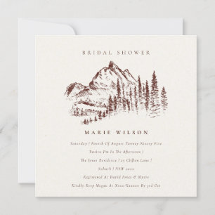 Rust Pine Mountain Sketch Bridal Shower Invite