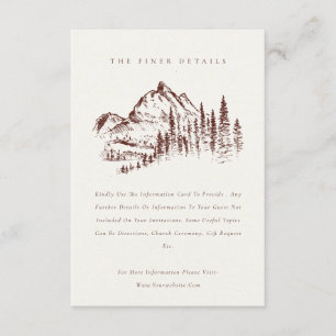 Rust Pine Woods Mountain Sketch Wedding Details Enclosure Card