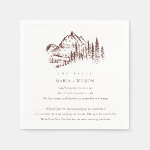 Rust Pine Woods Mountain Sketch Wedding Fun Facts Napkin
