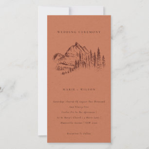 Rust Pine Woods Mountain Sketch Wedding Invitation